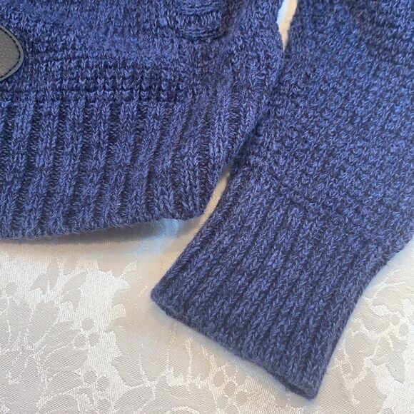 Express Women’s Size Small Blue Knit Sweater Zipper & Black Leather Closure Warm - Picture 5 of 12